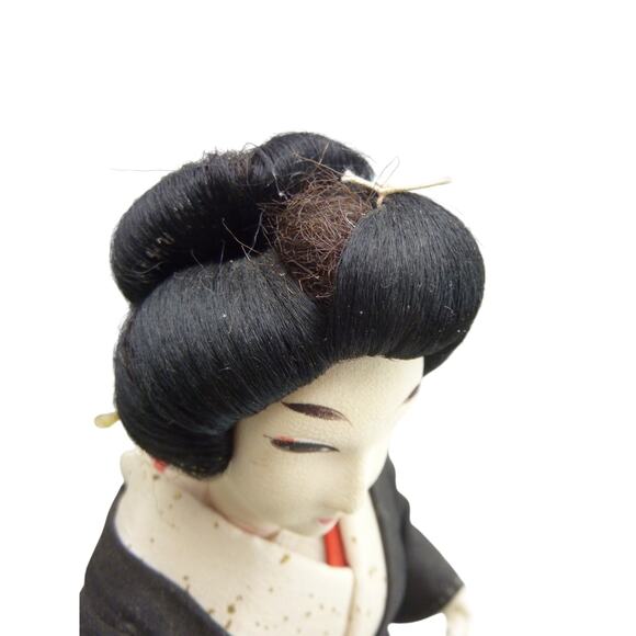Vintage Japanese Geisha Doll Oyama Black Kimono - Picture 3 of 7
